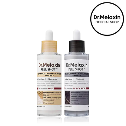 [Dr.Melaxin Official] Peel Shot Glow Rice Ampoule Duo - Serums for Brightening, Exfoliating, and Moisturizing - Suitable for All Skin Types